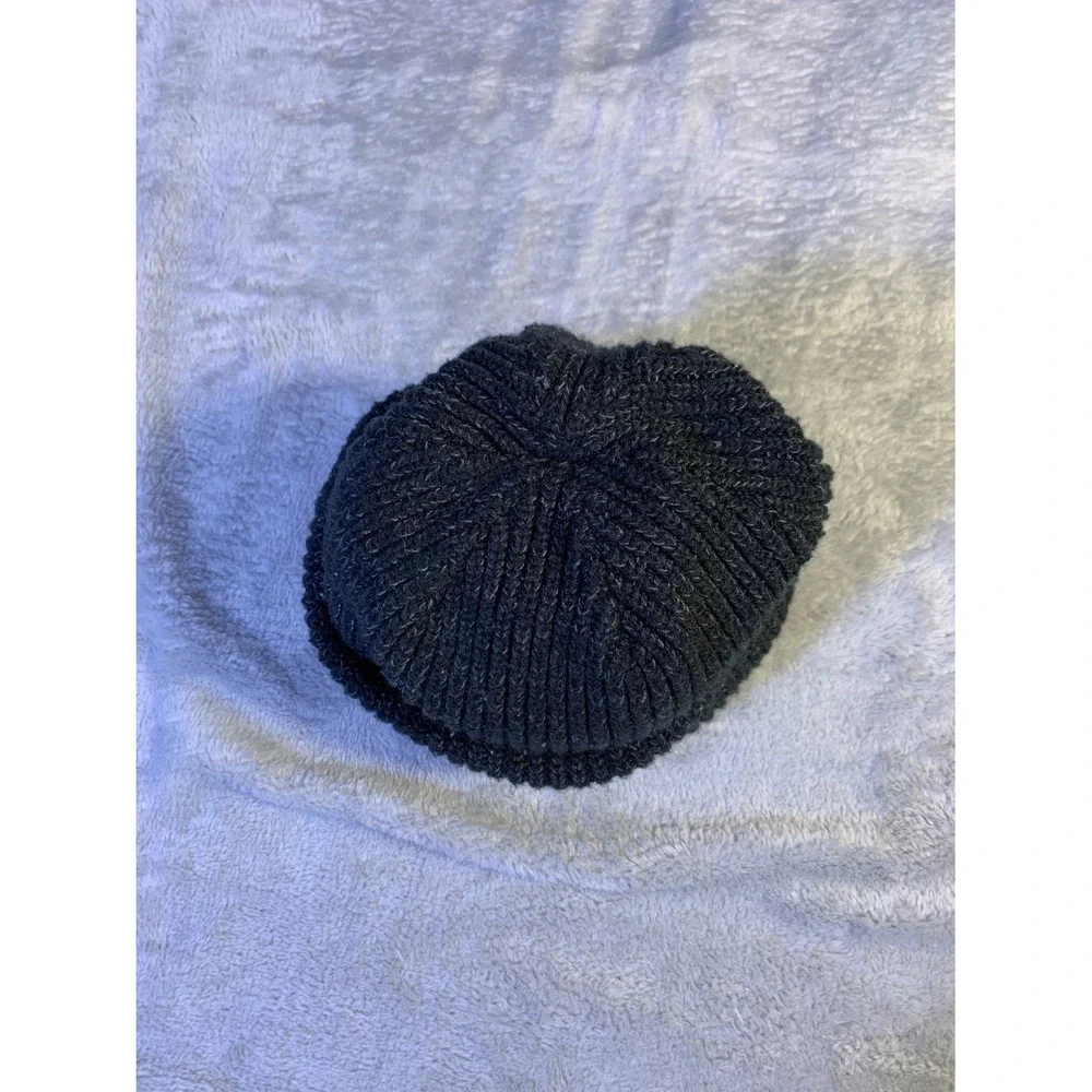 The North Face Black Rib Knit Beanie One Size Unisex Fold-over cuff Logo patch